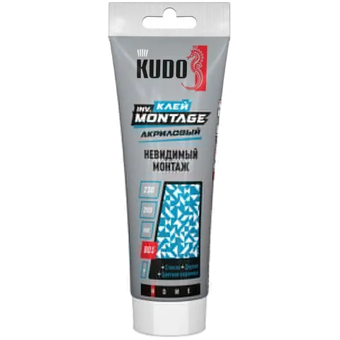 КУДО Клей KUDO HOME inv. Мontage для невидим.монтажа, на акрил.осн, прозрач, тюбик 200мл, KBT-320