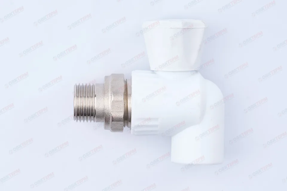 Кран рад с нак. гайкой 20*1/2" угловой (латунный шар) (VALFEX) белый (60/10)
