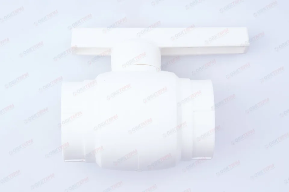 Кран пластиковый шаровый 40  (стальной шар)    (VALFEX OPTIMA)  белый  (16/4)