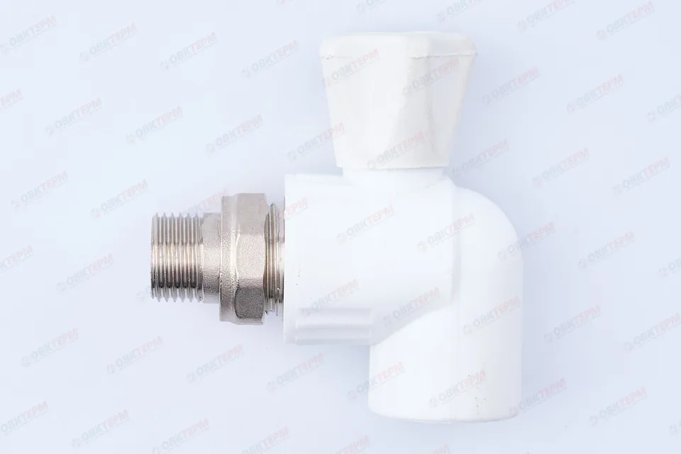 Кран рад с нак. гайкой 25*1/2" угловой (латунный шар) (VALFEX) белый (40/10)