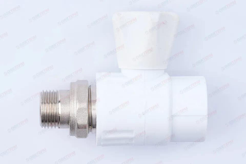 Кран рад с нак. гайкой 25*1/2" прямой (латунный шар) (VALFEX) белый (50/10)