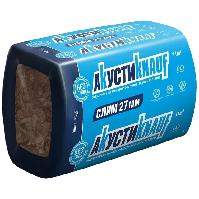 Мин. Изоляция ТеплоKNAUF Акустик СЛИМ (27*600*920) 20 листов (11,04м2/0,298м3)