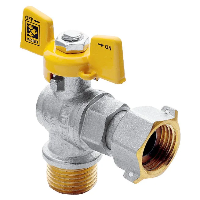 Кран шаровый ГАЗ KOER 3/4" ВН бабочка с НВ СНГ УГЛОВОЙ (32/8)