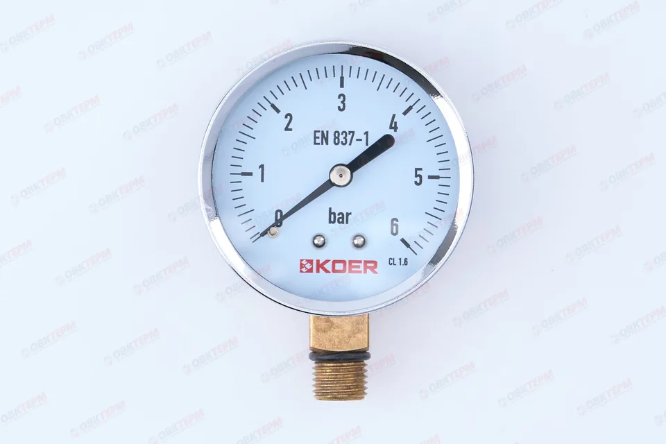 МАНОМЕТР 6 атм ХРОМ нижнее подключение KOER(KM.610 R) D=63
