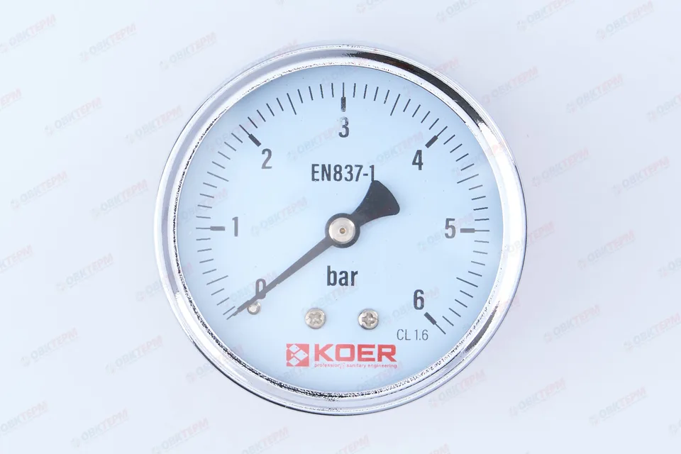 МАНОМЕТР  6 атм ХРОМ заднее подключение KOER(KM611A) D=63