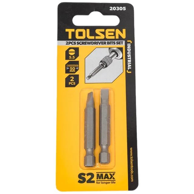 Биты Industrial T10 x 50 мм, 1/4", S2, 2 шт TOLSEN