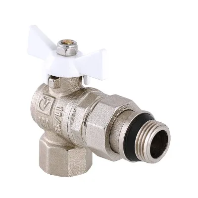 Кран шаровый с американкой угловой Valtec 3/4" ВН белая рукоятка с доп уплотнением