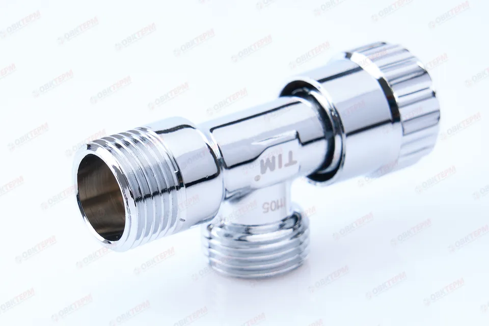 Кран для подкл. с/т приборов       TIM     1/2" - 1/2", хром.вентельный с резиновым затвором (1/50)