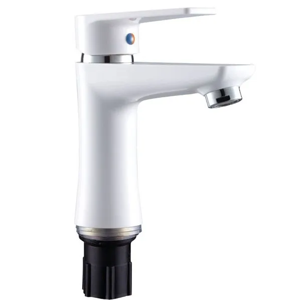 Смеситель для умывальника, PLAMIX Oscar-001(W) White, (гайка, Ø35, без подводки) (30шт/ящ)