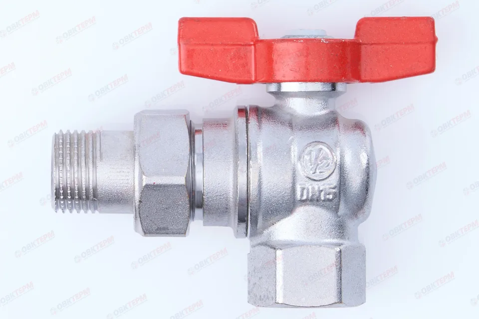 Кран шаровый с американкой УГЛОВОЙ  GIACOMINI     1/2"   бабочка          (5 шт)