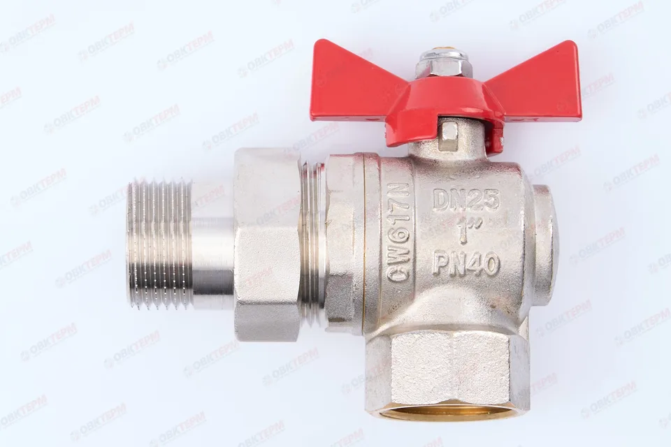 Кран шаровый с американкой угловой Valtec 1" ВН бабочка (32/4)