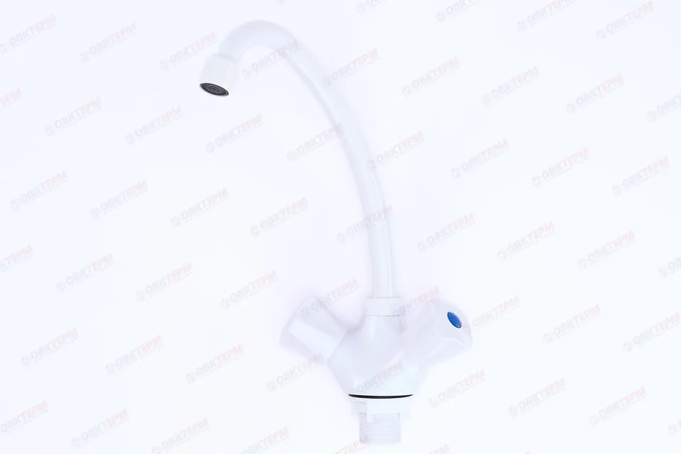 Смеситель д/кухни PLAMIX Omega-271 White, (гайка, без подводки) (20шт/ящ)