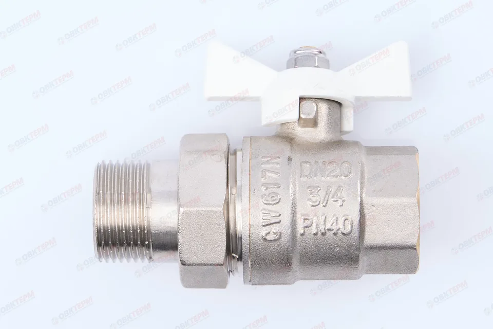 Кран шаровый с американкой      Valtec     3/4"  ВН   бабочка ( белая рукоятка)    (84/7)