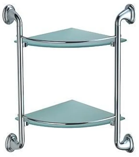 Полка угловая 2-ярусная (стекло) 250х250мм ZERIX LR1507-2 (Z1517) (10 шт/ящ)