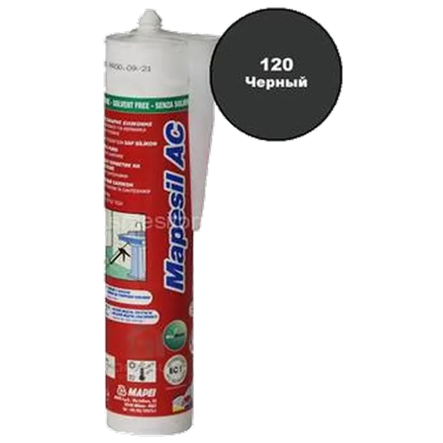Герметик силиконовый MAPEI XS1, цвет №120 черный 300 мл (12шт/уп)