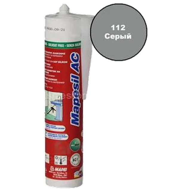 Герметик силиконовый MAPEI XS1, цвет №112 серый, 300 мл (12шт/уп)