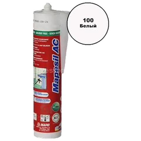 Герметик силиконовый MAPEI XS1, цвет №100 белый, 300 мл (12шт/уп)