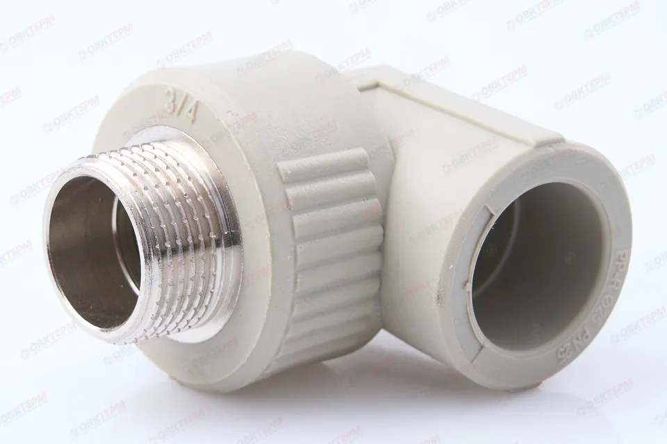 Угол с МРН  25 * 3/4"      (PP-R СЕРЫЙ  РОССИЯ)                     (160/10)