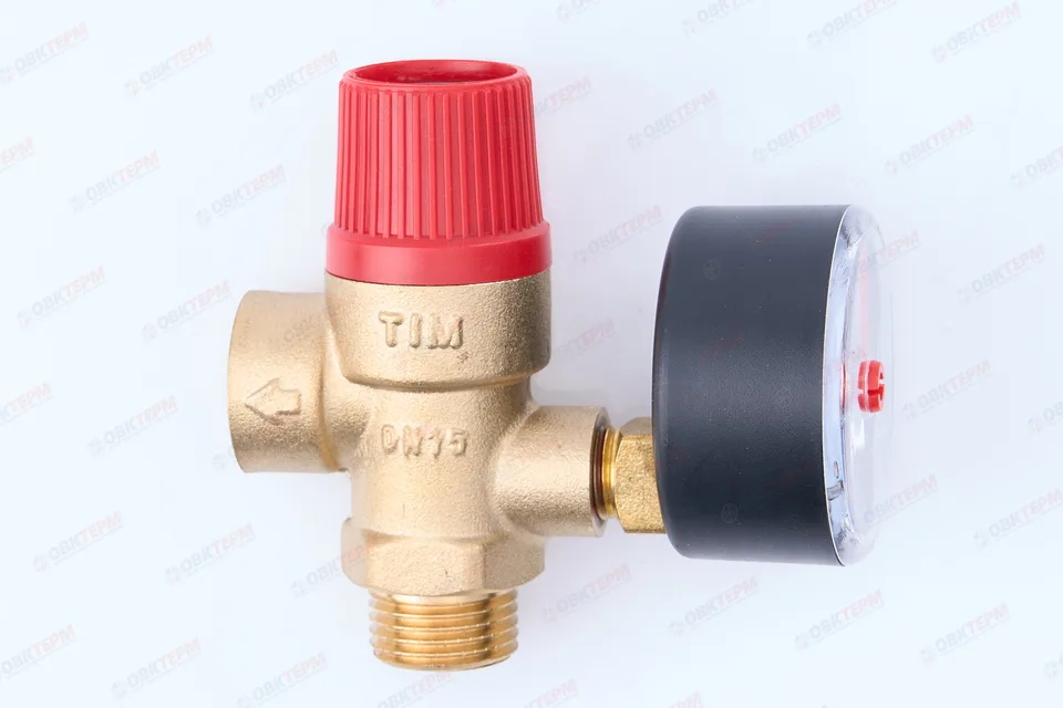 Предохранительный клапан с манометром 1/2"  TIM (3 bar) вн (60шт)