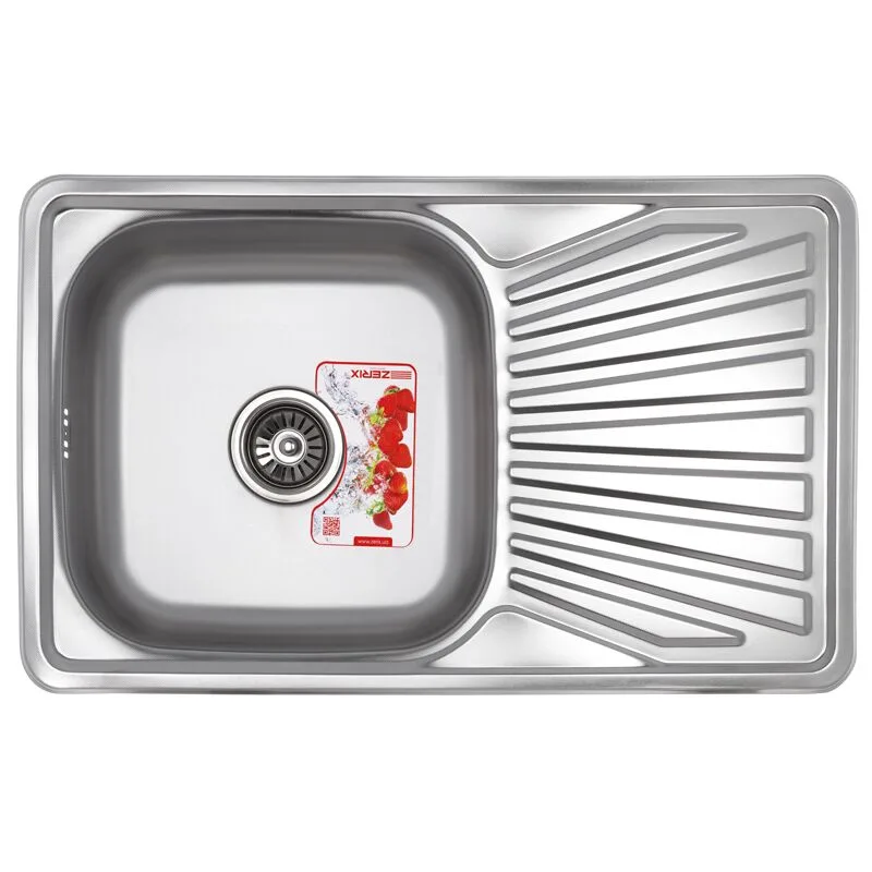 ZERIX мойка Z7848-08-180E (SATIN) ВРЕЗНАЯ /сифон (10шт/ящ)