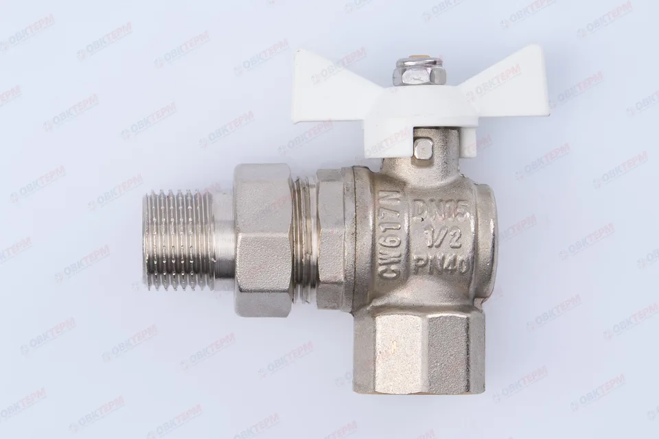 Кран шаровый с американкой угловой Valtec 1/2" ВН белая рукоятка (8шт/96ящ)