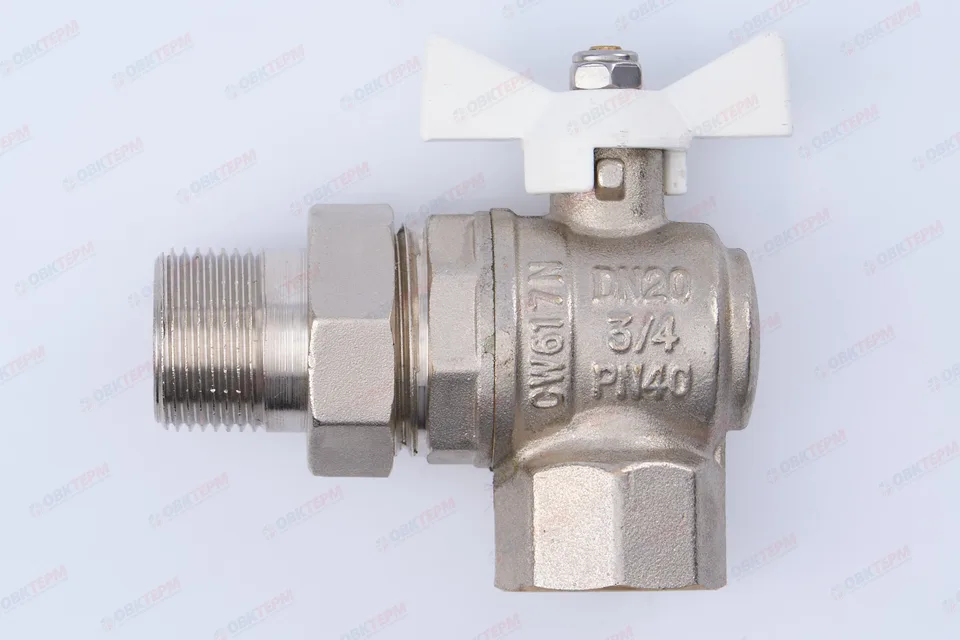 Кран шаровый с американкой   угловой     Valtec   3/4"  ВН   белая рукоятка (8шт/64ящ)