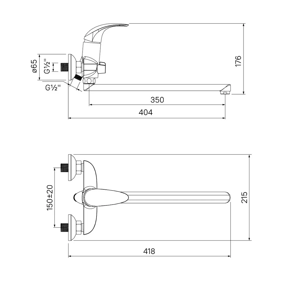 Смеситель д/ванны ZERIX NHK 135 Ø40 (10 шт/ящ)
