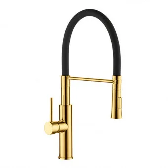 Смеситель д/кухни REFLECTOR ZERIX ELITE-011 GOLD (LR4097G-2) Ø35 (черный+золото)  (10 шт/ящ)
