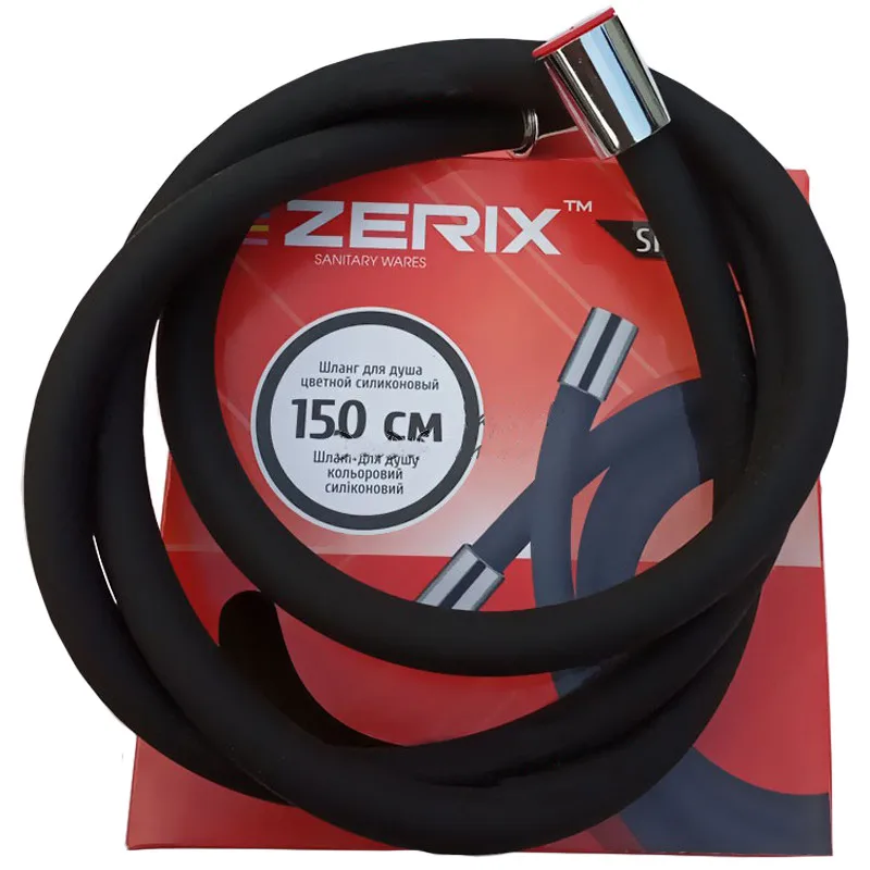 Шланг д/душа  ZERIX  SILICON  F12 Black    150см (48 шт/ящ)