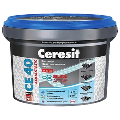 Ceresit Затирка СЕ 40/1 Затирка аквастатик 1-10 мм 07 (серый)(12 шт/уп)