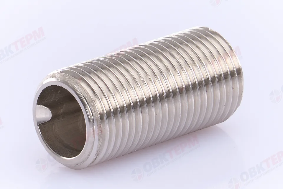 Ниппель под сгонный ключ     1/2"  никель     (Valtec)    (10уп/200ящ)