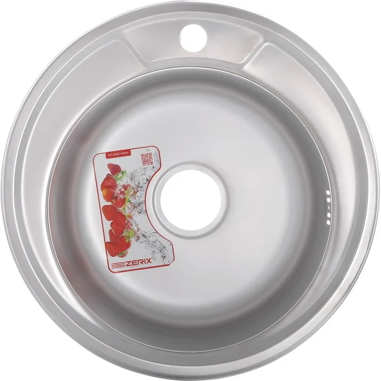ZERIX мойка Z490-06-180E (SATIN) ВРЕЗНАЯ /сифон (10шт/ящ)