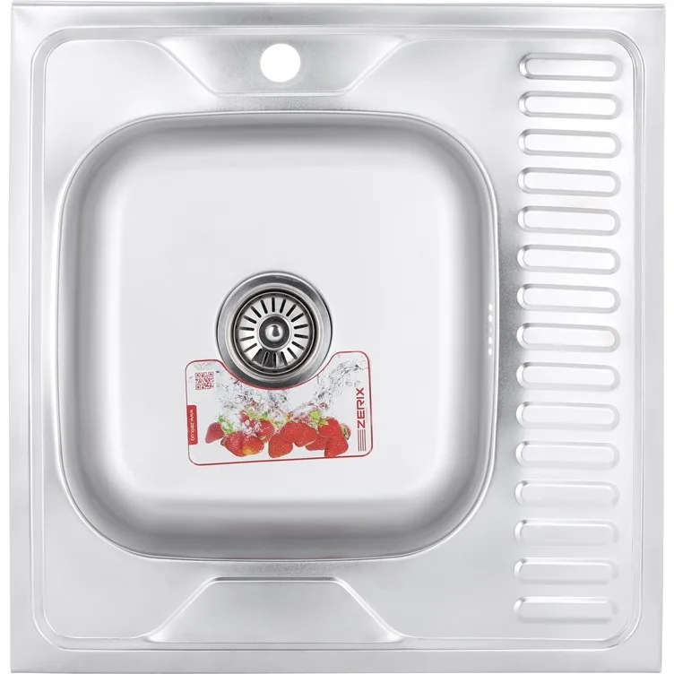 ZERIX мойка Z6060L-04-160E (SATIN) НАКЛАДНАЯ / без сифона (10шт/ящ)