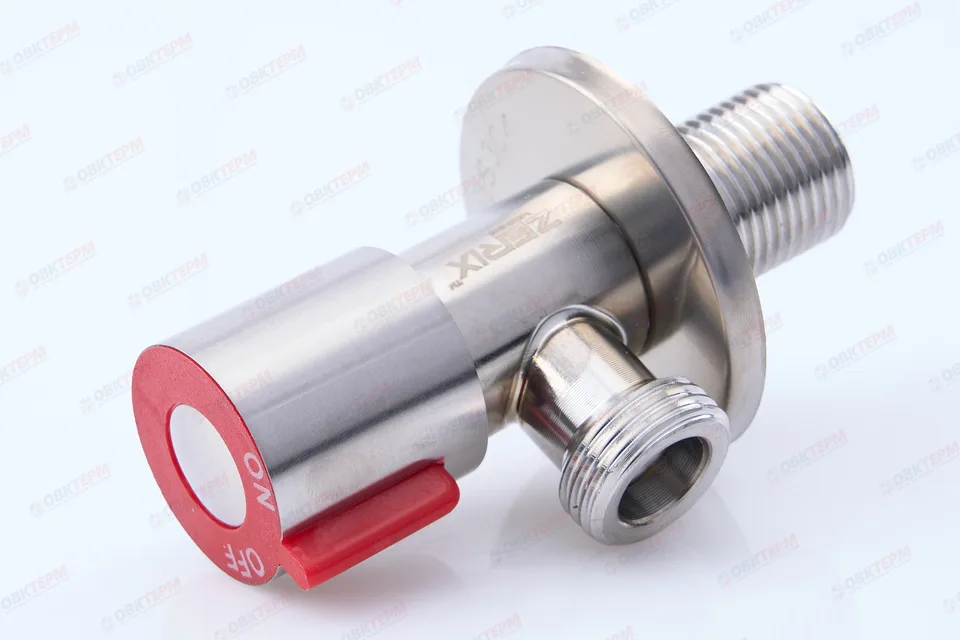 ZERIX/MIXXUS/CHAMPION VAL-02 Кран для подкл. сантехприб. НЕРЖ (красный) 1/2"*1/2" (100 шт/ящ)
