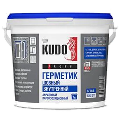 КУДО Герметик акриловый пароизоляционный шовный ВНУТРЕННИЙ KUDO PROFF, 7 кг, SMS-311, белый