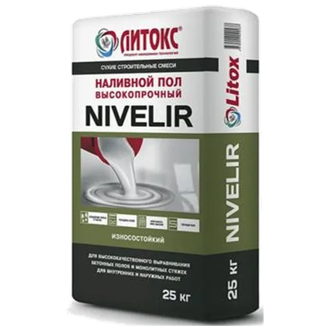 Литокс  Наливной пол высокопрочный "NIVELIR", 2-20 мм, 25кг (56 шт/пал)