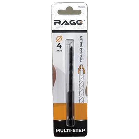 Сверло универ RAGE спир. MULTI-STEP 4мм для дер.,бетон,керамогр,стекл,кирпич, м.кер.,HEX1/4",554044