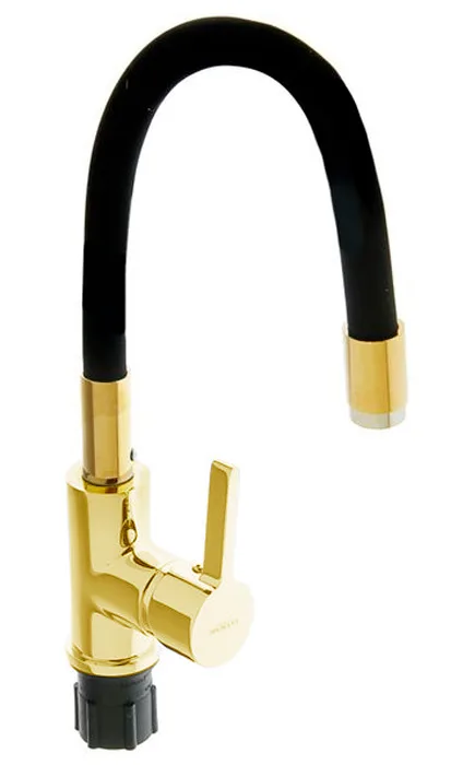 Смеситель д/кухни REFLECTOR ZERIX FADE-011 (LR4898G-10) GOLD (черный+золото) ГАЙКА (10 шт/ящ)
