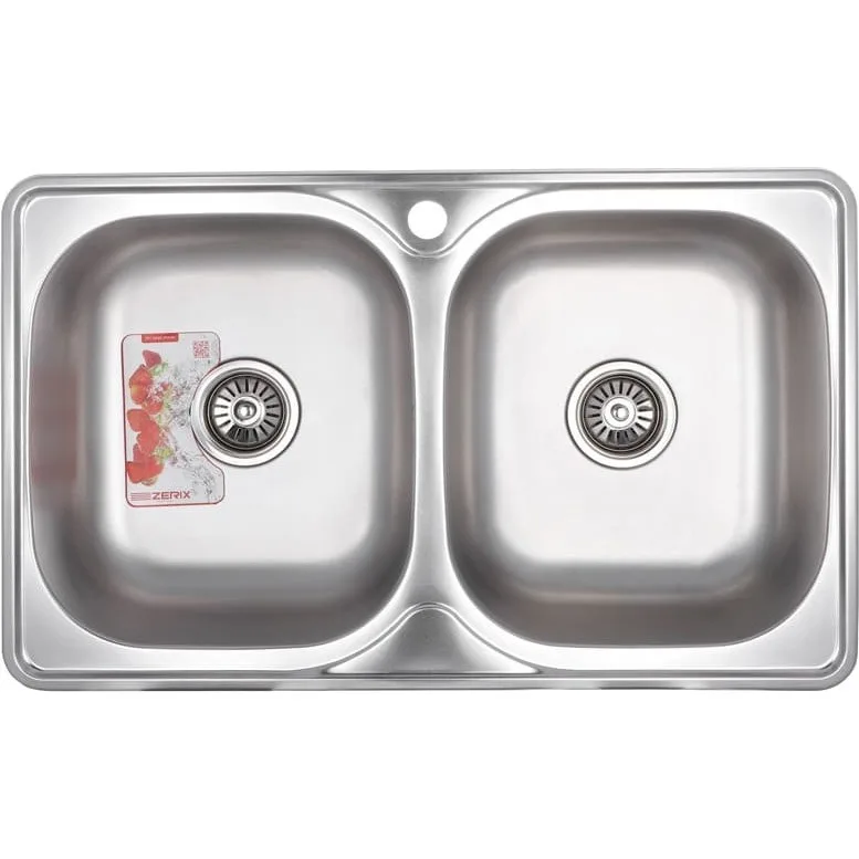 ZERIX мойка Z7848-08-180MD DOUBLE (micro decor) ВРЕЗНАЯ /сифон (5шт/ящ)