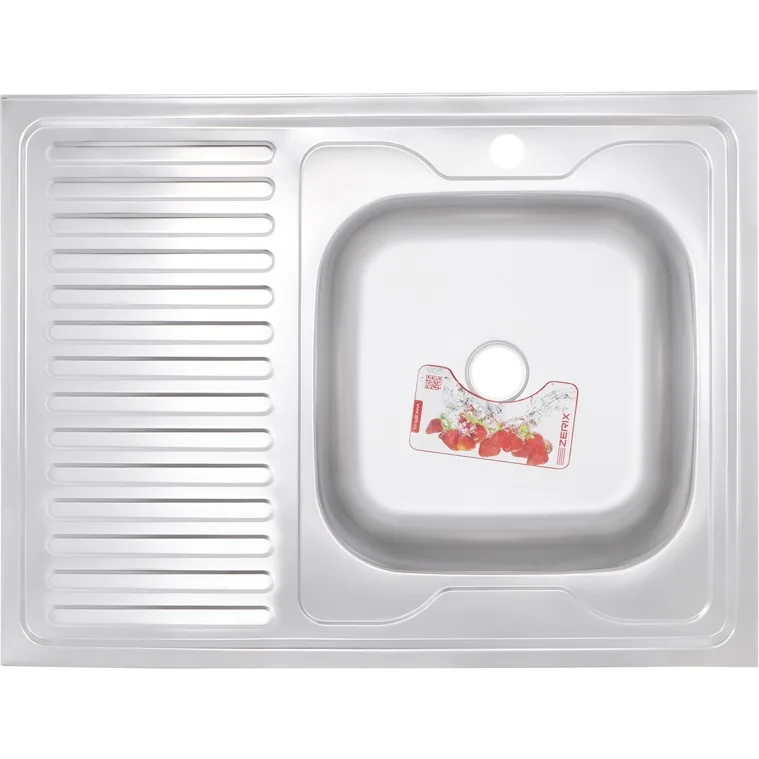 ZERIX мойка Z8060R-08-180E (SATIN) НАКЛАДНАЯ \ с сифоном (7шт/ящ)