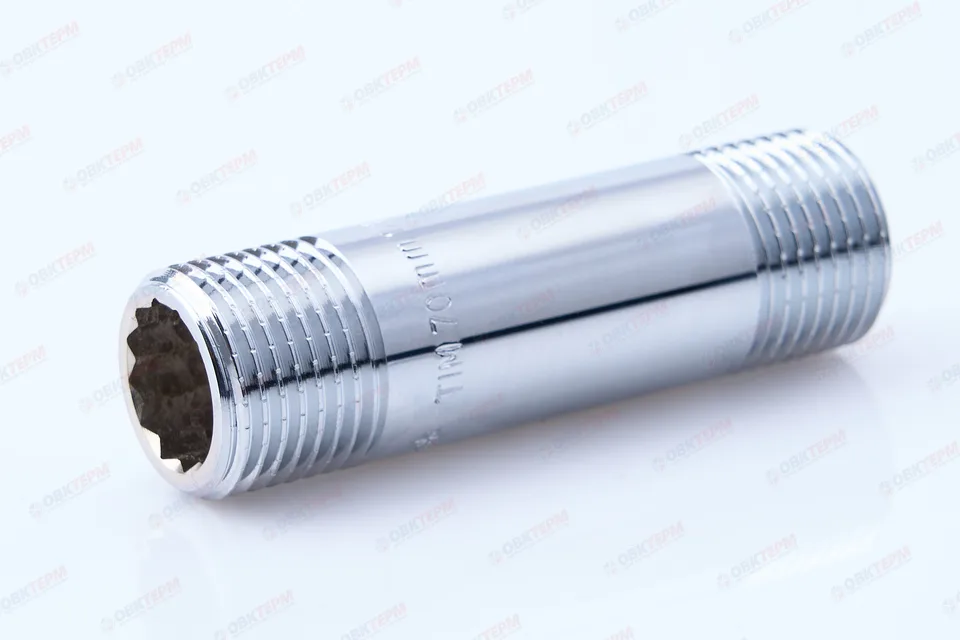 Ниппель 1/2" х 1/2" 70мм   Хром  TIM   (10шт/130ящ)