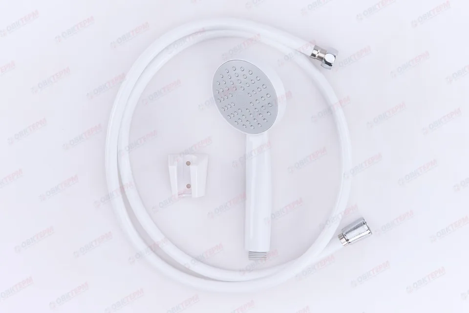 Душевой набор ZERIX SHOWER SET-02W (шланг, лейка, кронштейн) цвет белый (20 шт/ящ)