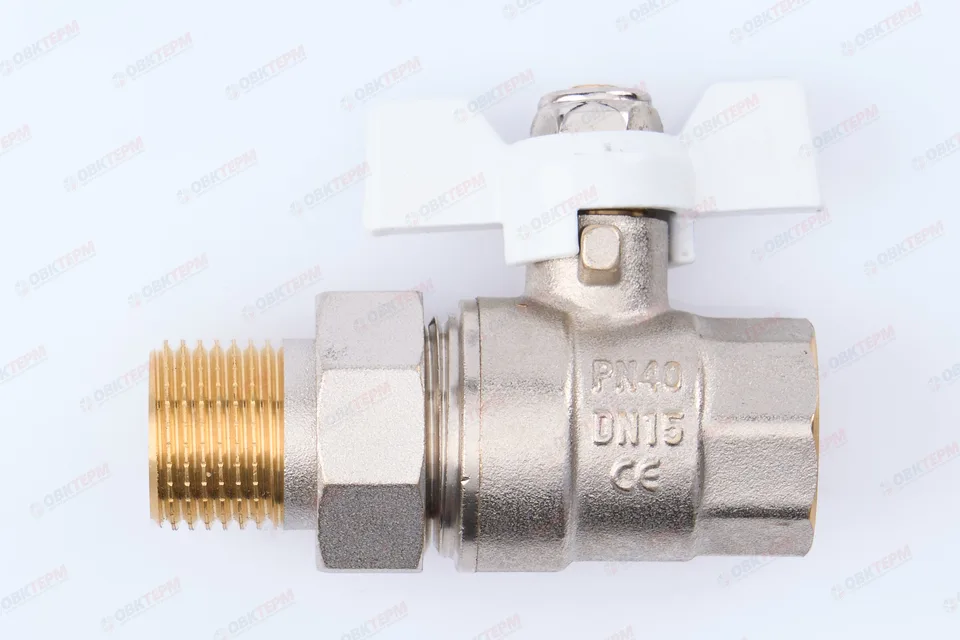 Кран шаровый с американкой TIM 1/2" (белая бабочка) (16шт/64ящ)