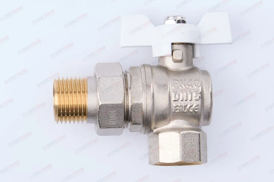 Кран шаровый с американкой    TIM  угловой    1/2"  (белая бабочка)   (18шт/72ящ)