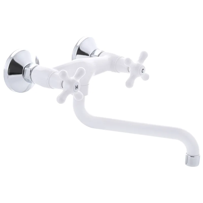 Смеситель д/кухни от стены PLAMIX AMAX-361 White, (20шт/ящ)