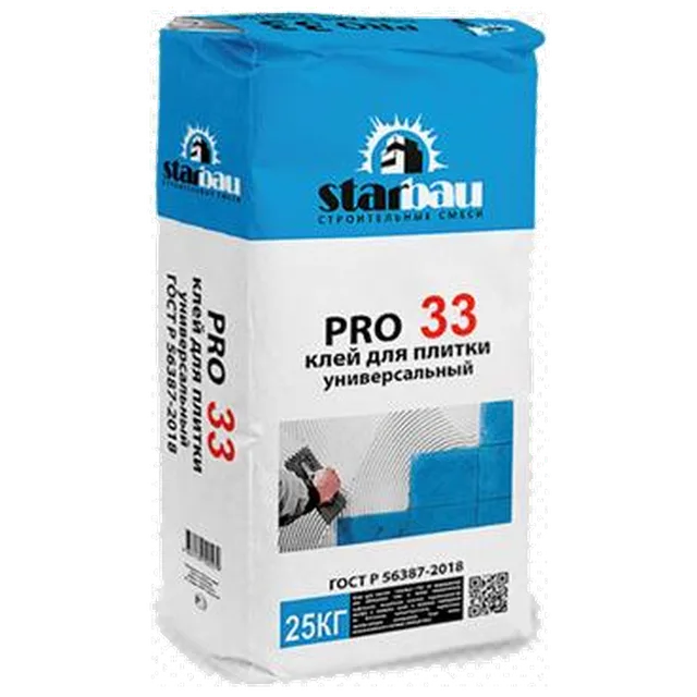 StarBau Клей для плитки универс PRO 33, класс С1, (25 кг) (60/ 58 м/паллета)
