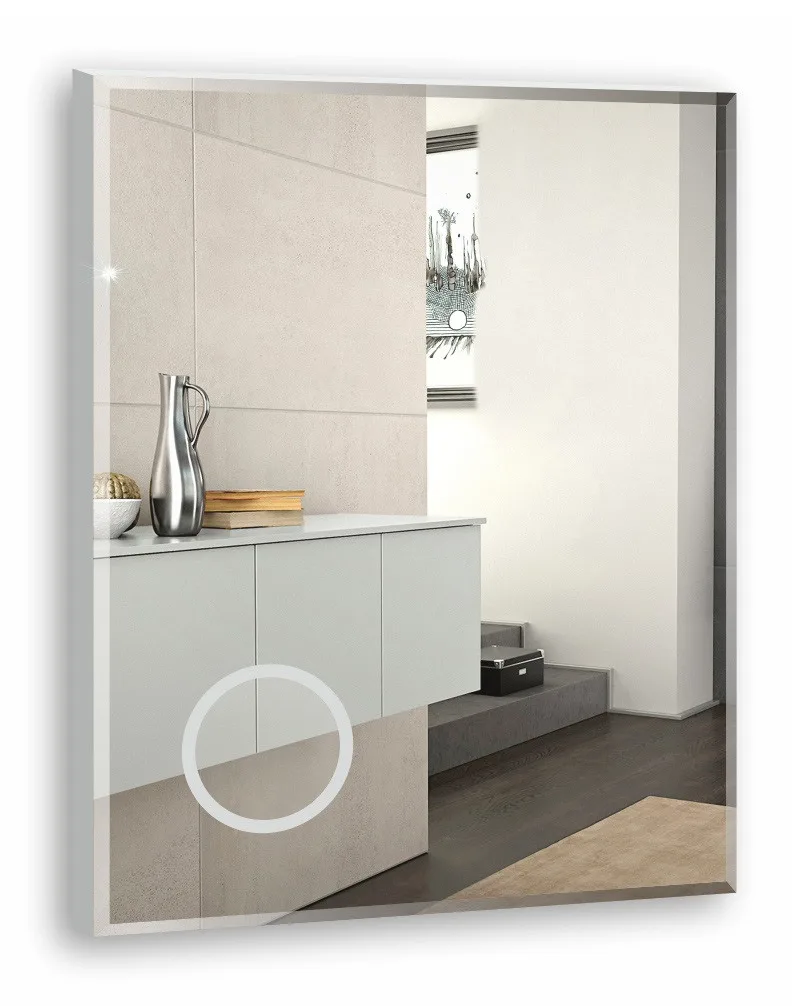 Зеркало EvaGold 60*80 "Лайт-эконом"(линза с 4-м увелич, МДФ-подложка, фацет 10мм, гор/верт кр.)