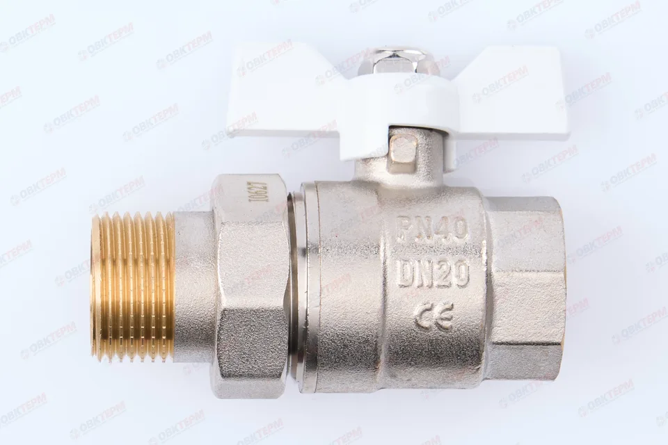 Кран шаровый с американкой    TIM      3/4"  (белая бабочка)   (12шт/48ящ)