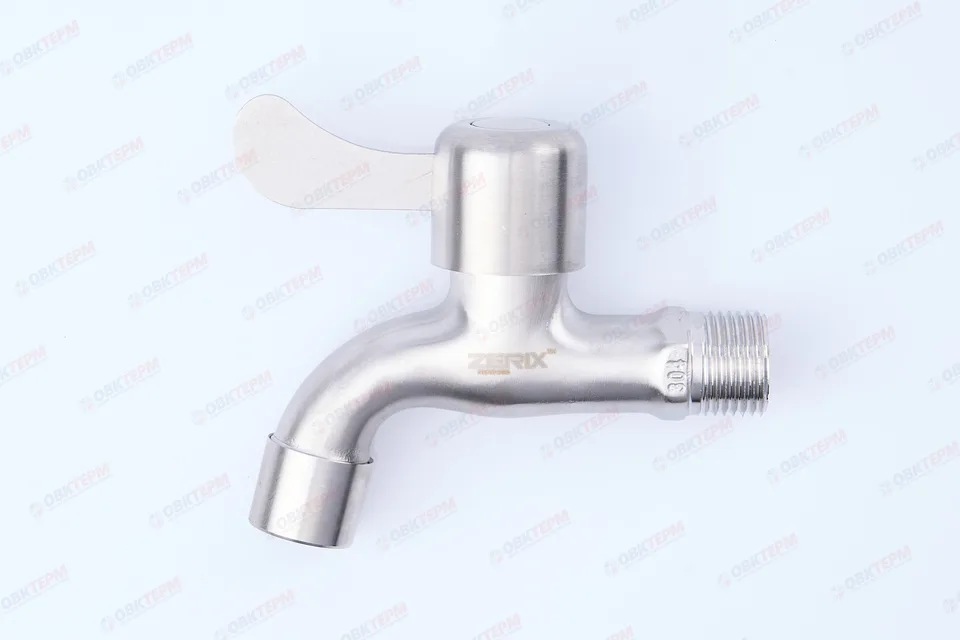 Кран водоразборный ZERIX BIB-001 1/2 из нерж стали SUS304, буксовый (100 шт/ящ)