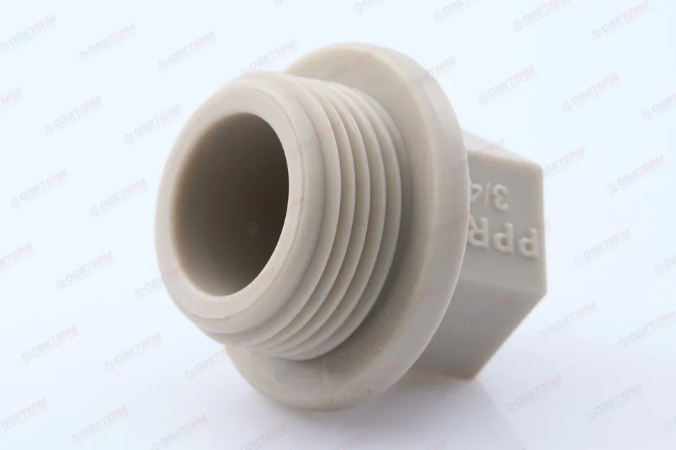 Заглушка резьбовая 25х3/4"   СЕРАЯ PP-R    (RTP)   (300/50)